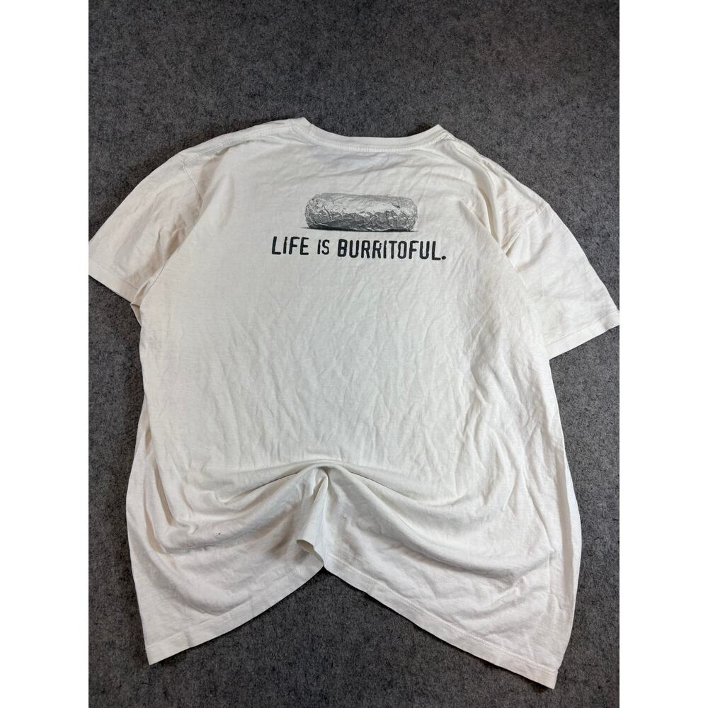 Life Is Burritoful T Shirt Mens Large White Chipotle Streetwear Skater Casual